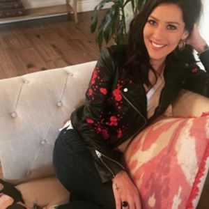 Lamarque Donna Floral Black Leather Biker Jacket